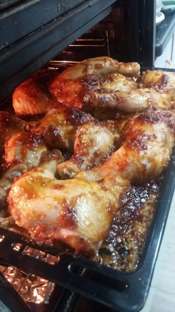 Kosher Chicken basted in a maple syrup based bbq sauce!